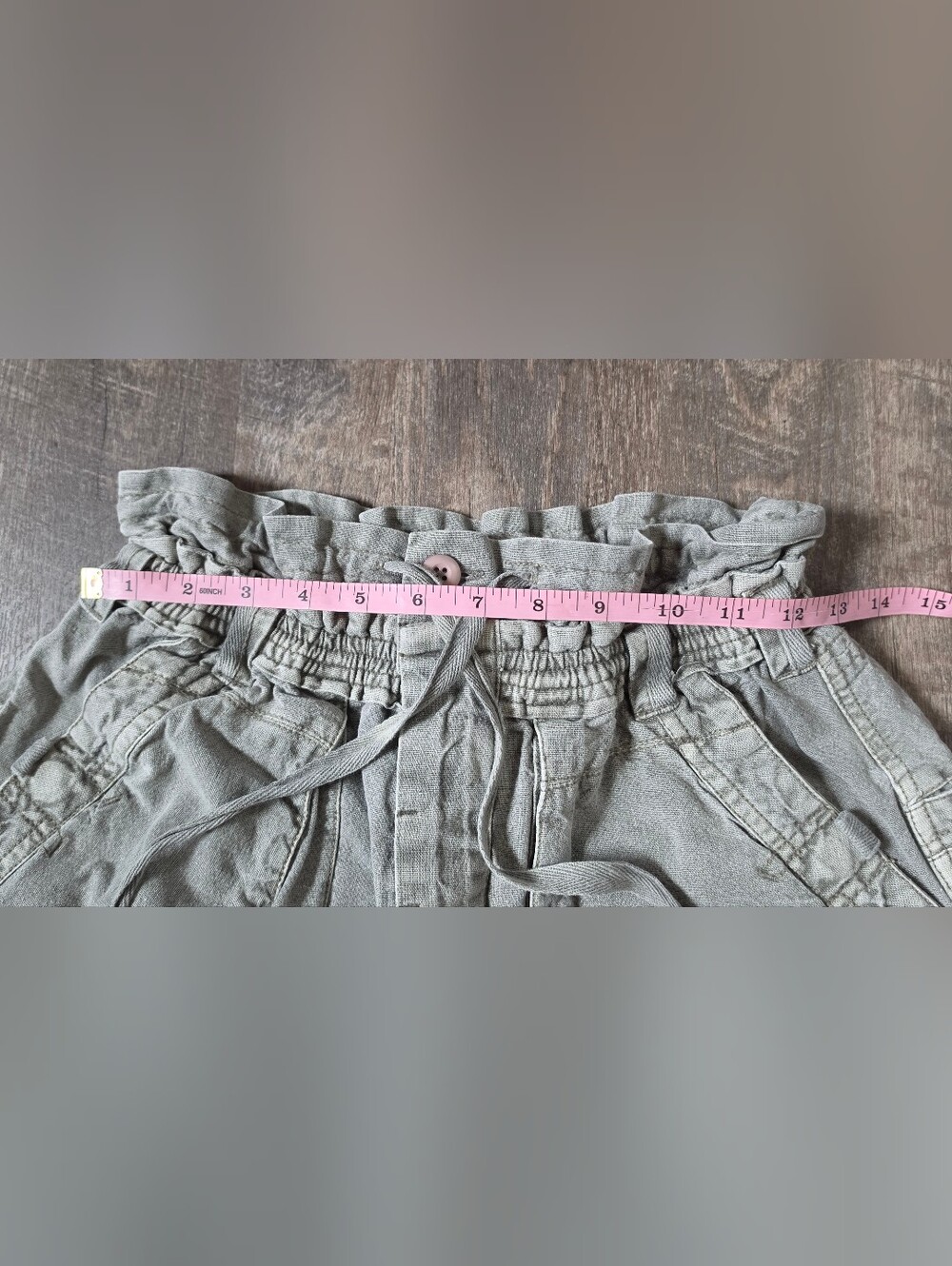 Free People Wind Drift Convertible Cargo Pants Women XS Oilve Green Cotton Linen - Picture 13 of 16